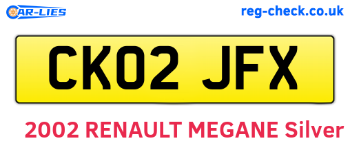 CK02JFX are the vehicle registration plates.