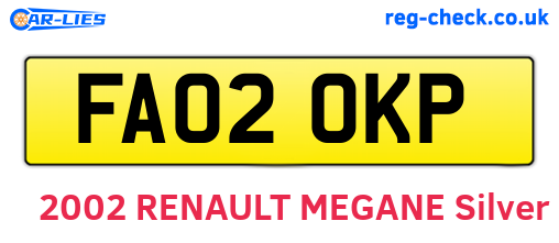 FA02OKP are the vehicle registration plates.