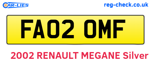 FA02OMF are the vehicle registration plates.