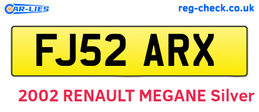 FJ52ARX are the vehicle registration plates.