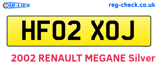 HF02XOJ are the vehicle registration plates.