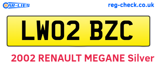 LW02BZC are the vehicle registration plates.