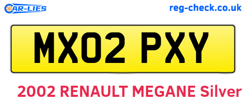 MX02PXY are the vehicle registration plates.