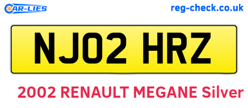 NJ02HRZ are the vehicle registration plates.
