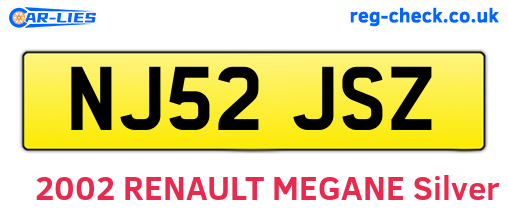 NJ52JSZ are the vehicle registration plates.