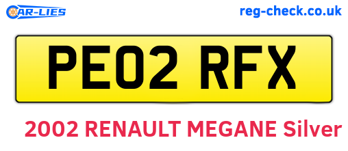 PE02RFX are the vehicle registration plates.