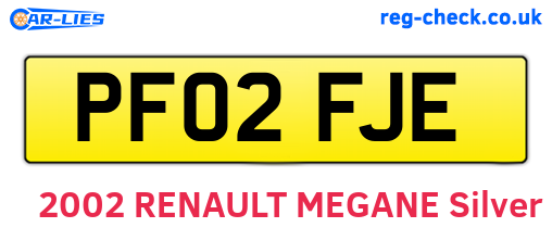 PF02FJE are the vehicle registration plates.