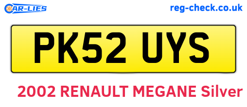 PK52UYS are the vehicle registration plates.