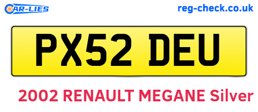PX52DEU are the vehicle registration plates.