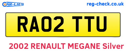 RA02TTU are the vehicle registration plates.