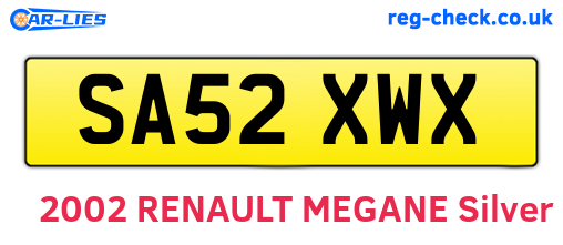 SA52XWX are the vehicle registration plates.