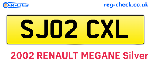 SJ02CXL are the vehicle registration plates.