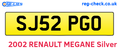 SJ52PGO are the vehicle registration plates.