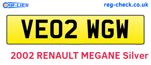 VE02WGW are the vehicle registration plates.
