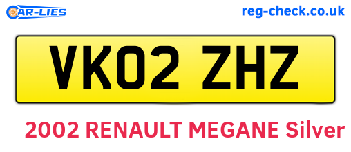 VK02ZHZ are the vehicle registration plates.