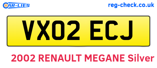 VX02ECJ are the vehicle registration plates.