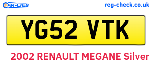 YG52VTK are the vehicle registration plates.