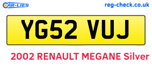 YG52VUJ are the vehicle registration plates.