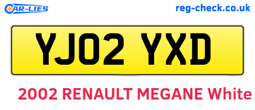 YJ02YXD are the vehicle registration plates.