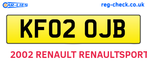 KF02OJB are the vehicle registration plates.