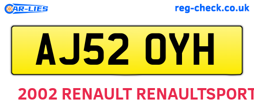 AJ52OYH are the vehicle registration plates.