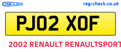 PJ02XOF are the vehicle registration plates.