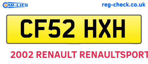 CF52HXH are the vehicle registration plates.