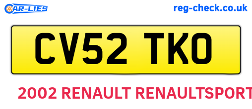 CV52TKO are the vehicle registration plates.