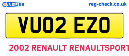 VU02EZO are the vehicle registration plates.