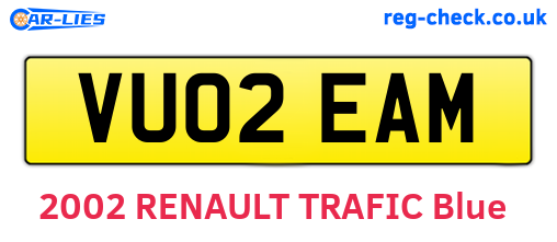 VU02EAM are the vehicle registration plates.