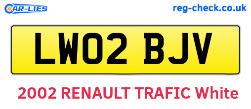 LW02BJV are the vehicle registration plates.