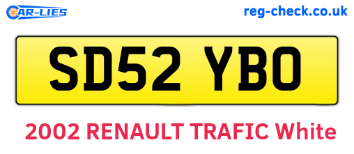 SD52YBO are the vehicle registration plates.