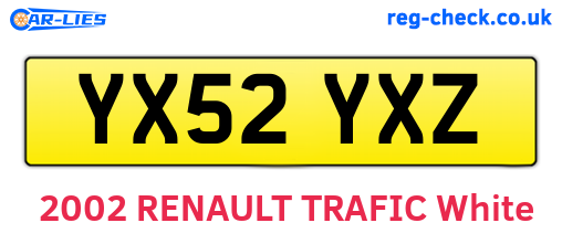 YX52YXZ are the vehicle registration plates.