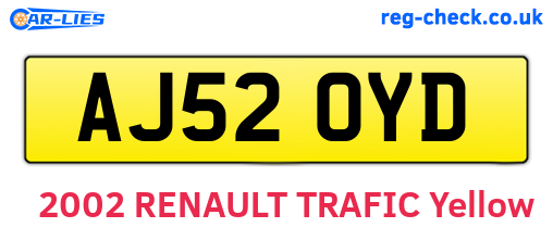 AJ52OYD are the vehicle registration plates.