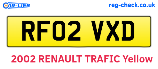 RF02VXD are the vehicle registration plates.