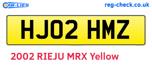 HJ02HMZ are the vehicle registration plates.
