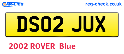 DS02JUX are the vehicle registration plates.