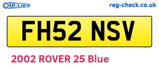 FH52NSV are the vehicle registration plates.