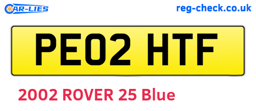 PE02HTF are the vehicle registration plates.