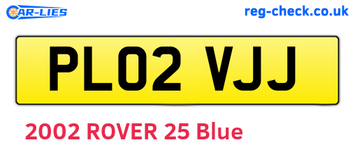 PL02VJJ are the vehicle registration plates.