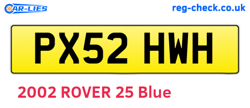 PX52HWH are the vehicle registration plates.
