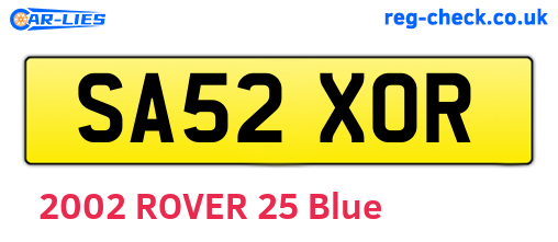 SA52XOR are the vehicle registration plates.