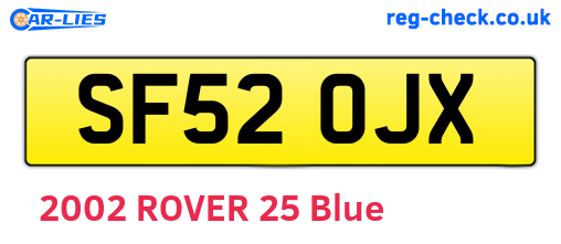 SF52OJX are the vehicle registration plates.