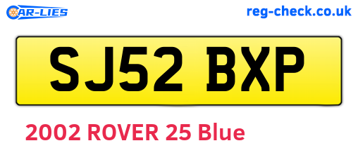 SJ52BXP are the vehicle registration plates.