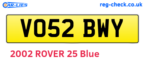 VO52BWY are the vehicle registration plates.