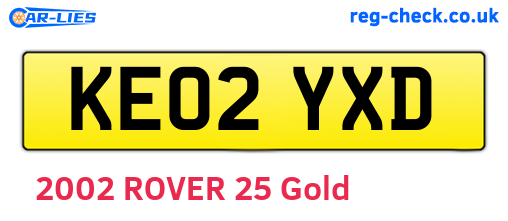 KE02YXD are the vehicle registration plates.