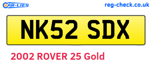 NK52SDX are the vehicle registration plates.