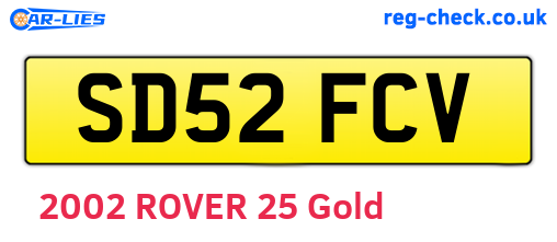 SD52FCV are the vehicle registration plates.