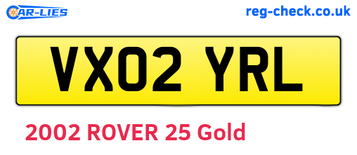 VX02YRL are the vehicle registration plates.