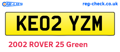 KE02YZM are the vehicle registration plates.